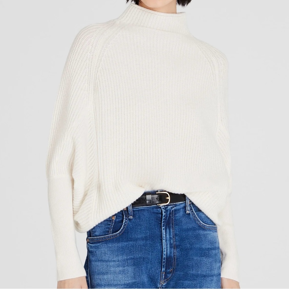 Club Monaco Cream Mock Neck Ribbed Sweater